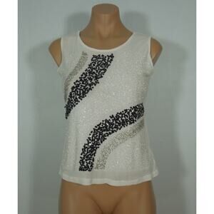 LUCKY FASHION Beads Embellished Nylon Sleeveless Top